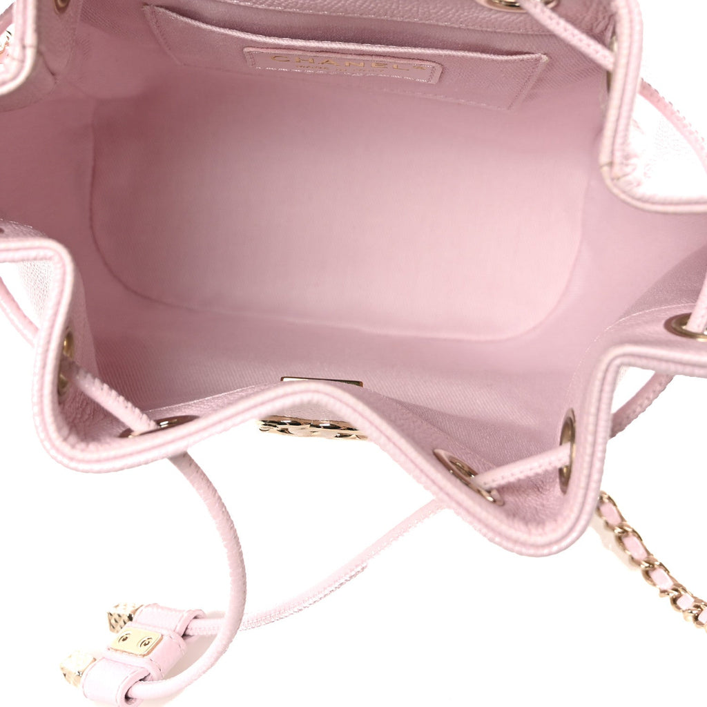Caviar Quilted CC Pocket Bucket Bag Light Pink