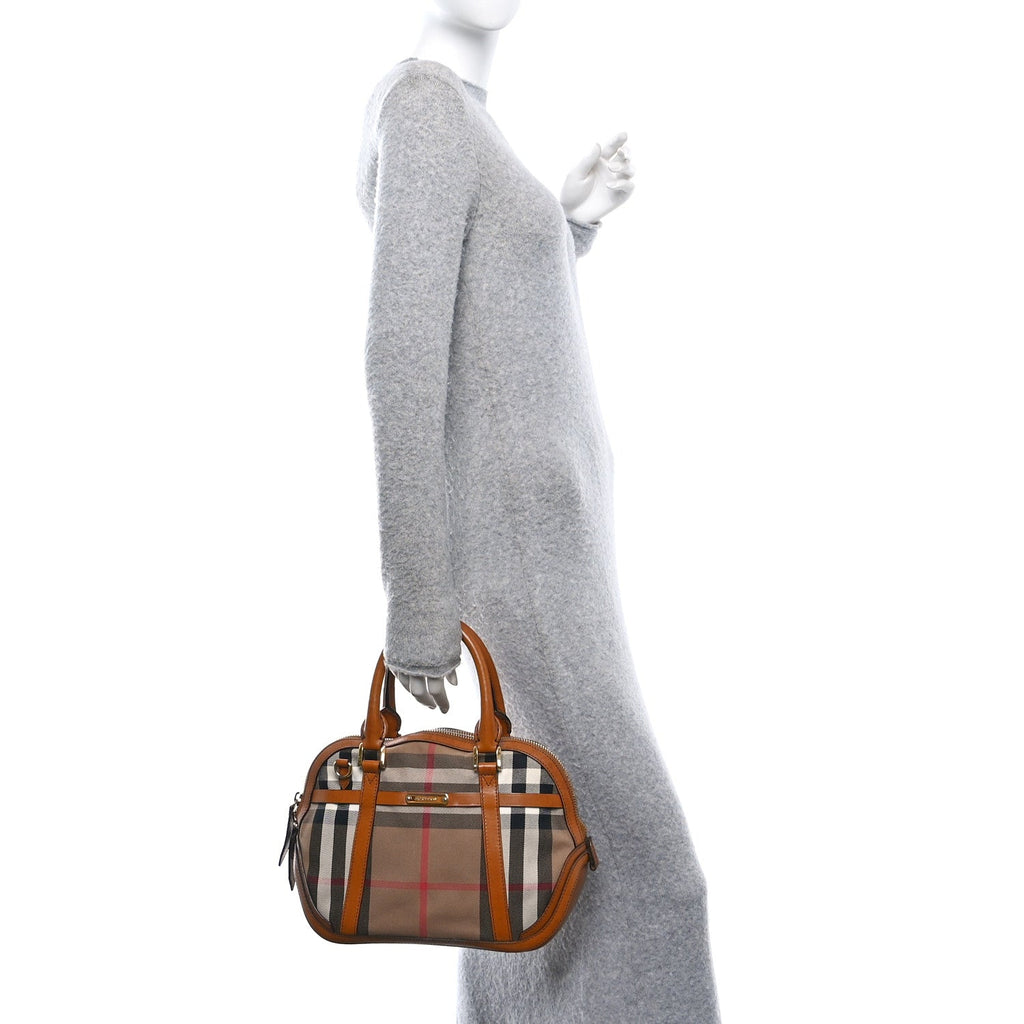 Bridle Calfskin House Check Small Orchard Bowling Bag Brown Ochre