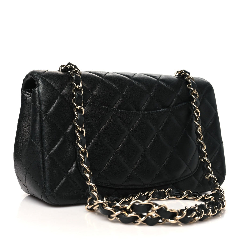 Lambskin Quilted Mini Rectangular Flap Black