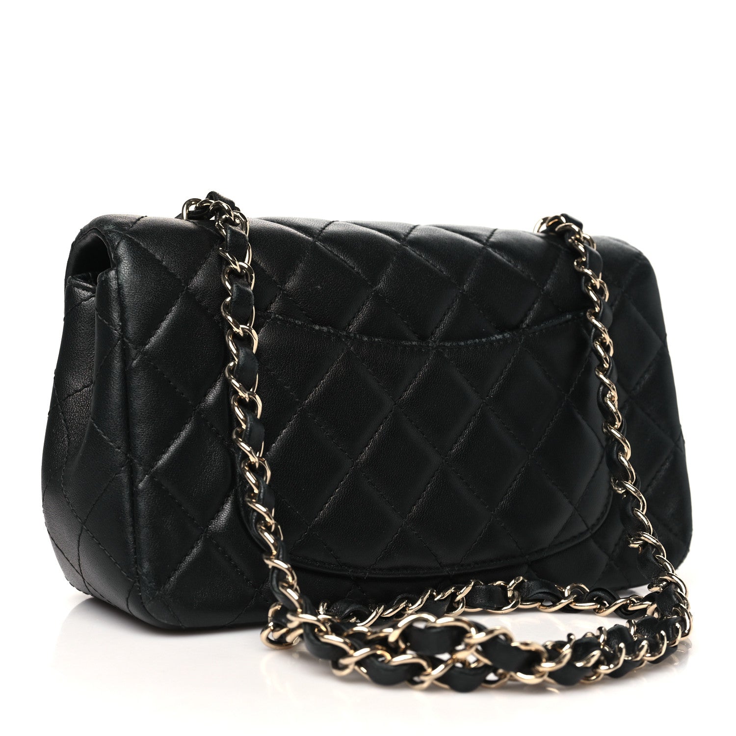 Lambskin Quilted Mini Rectangular Flap Black