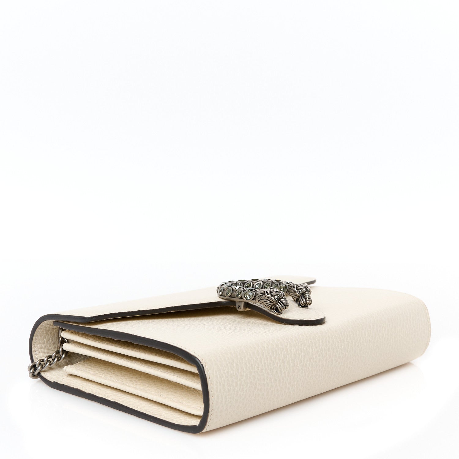 Dollar Calfskin Mini Dionysus Chain Wallet Mystic White
