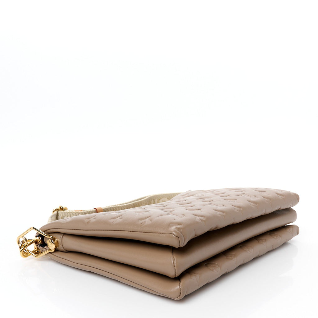 Lambskin Embossed Monogram Coussin MM Taupe
