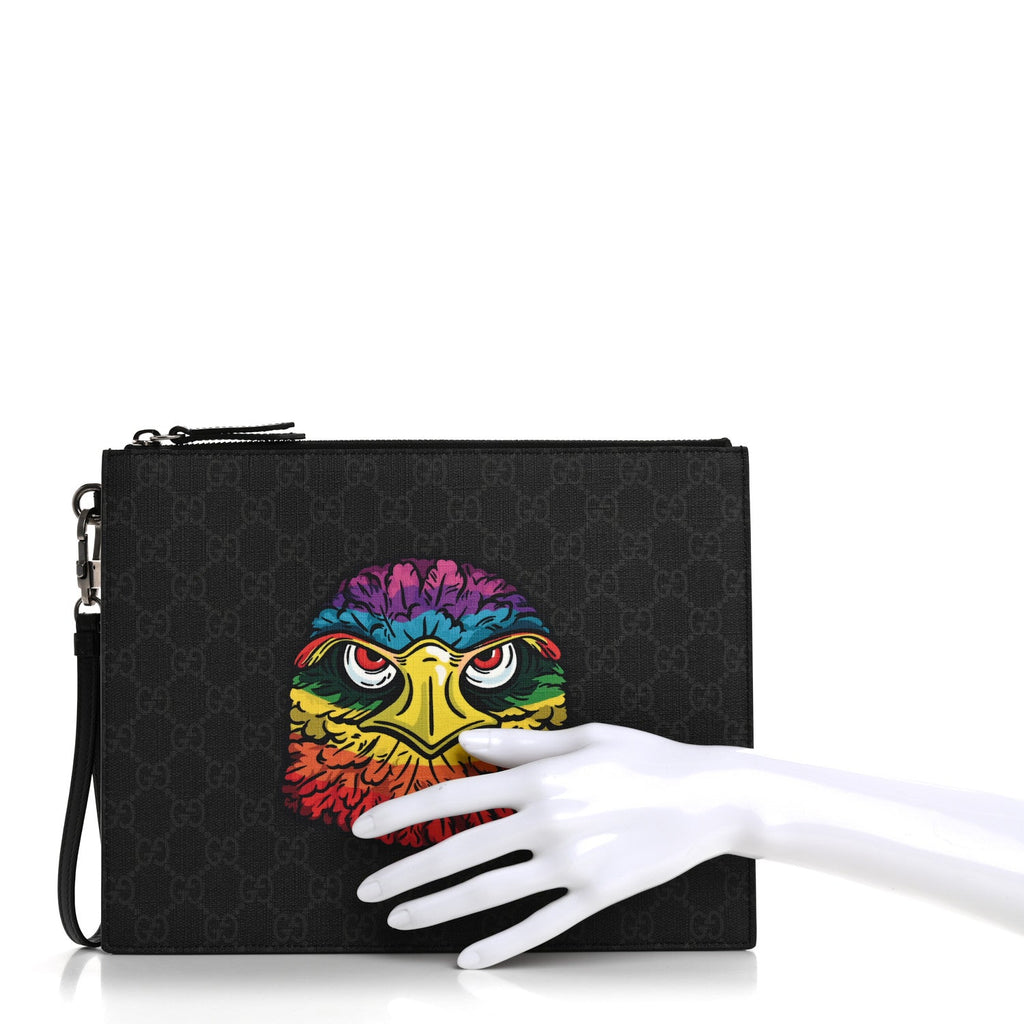 GG Supreme Monogram Rainbow Eagle Documents Holder Black Grey Multicolor