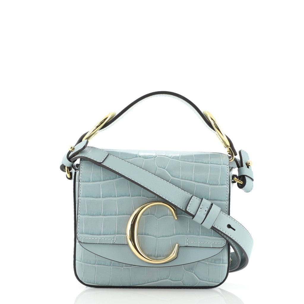 C Flap Bag Crocodile Embossed Leather Mini