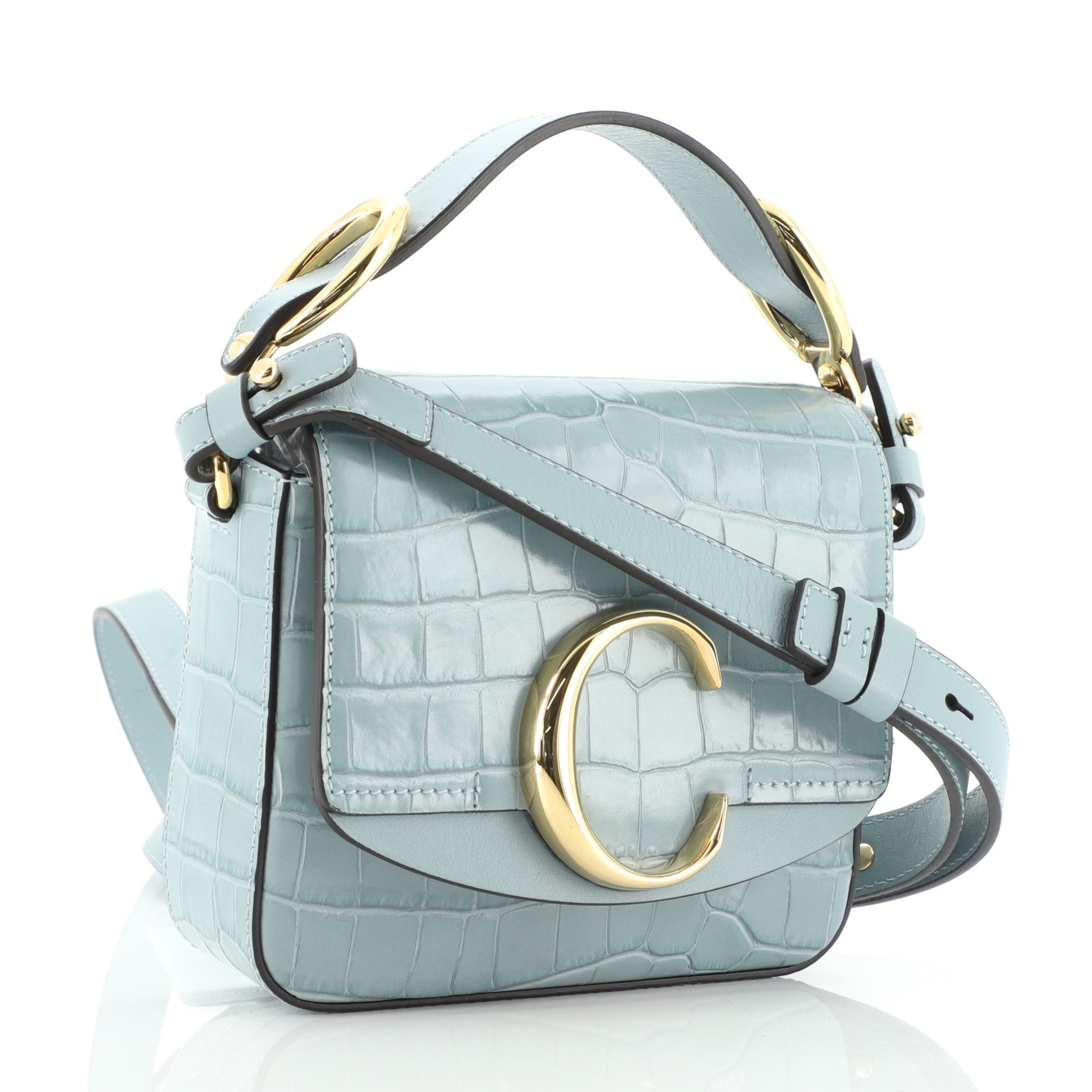 C Flap Bag Crocodile Embossed Leather Mini