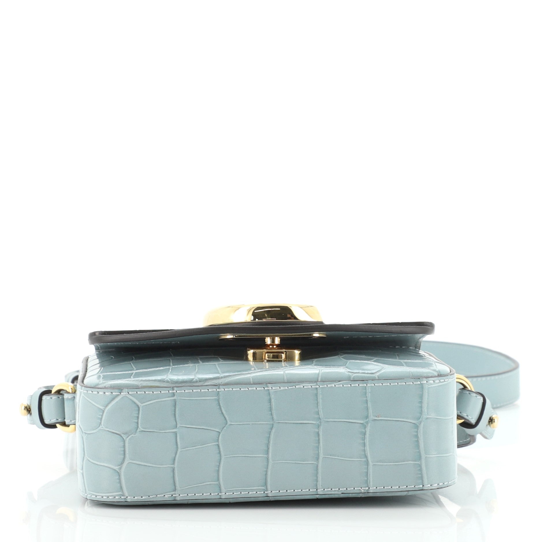 C Flap Bag Crocodile Embossed Leather Mini