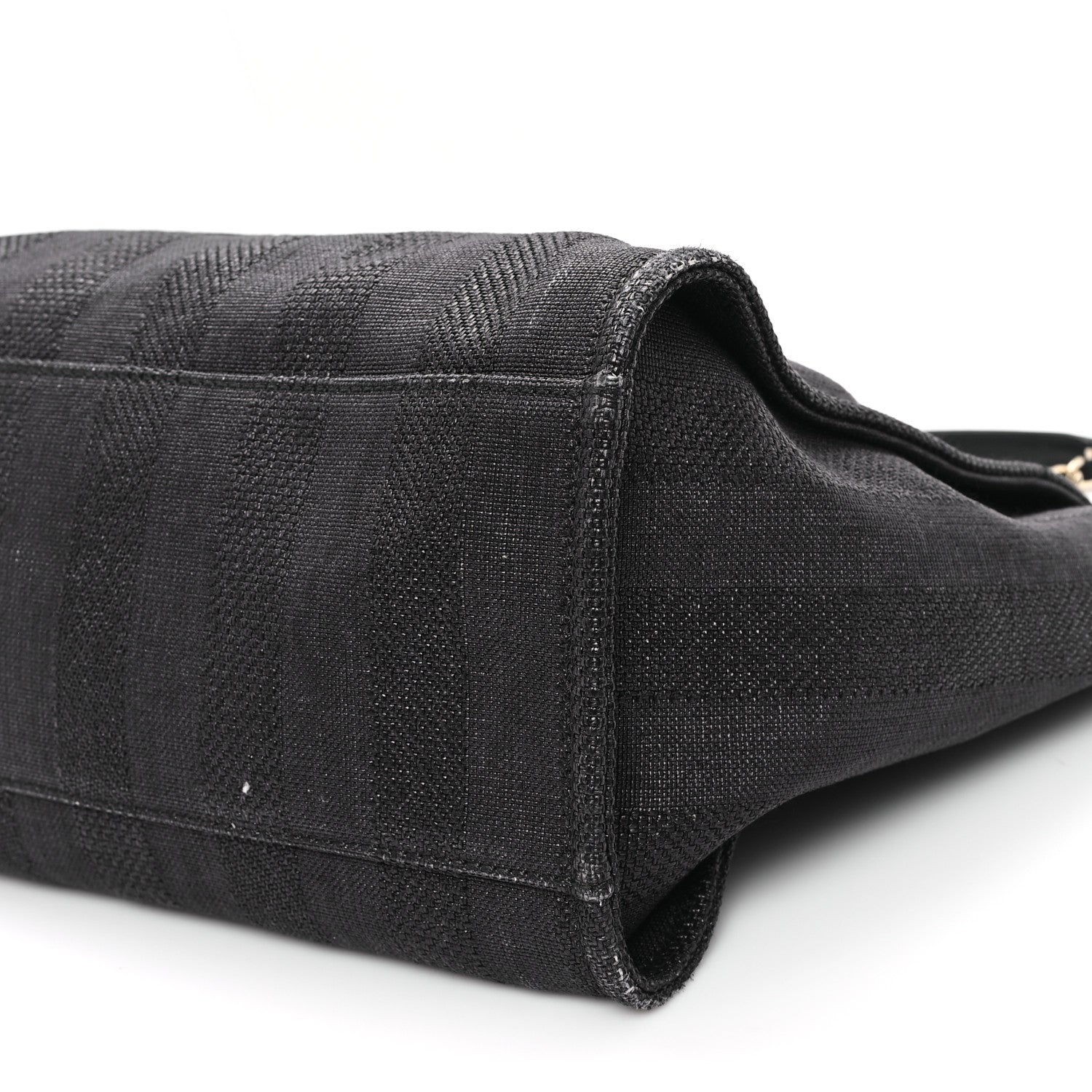 Mixed Fibers Calfskin Striped Medium Deauville Black