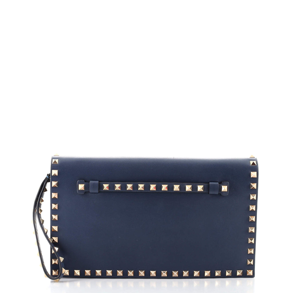 Rockstud Flap Clutch Leather Small
