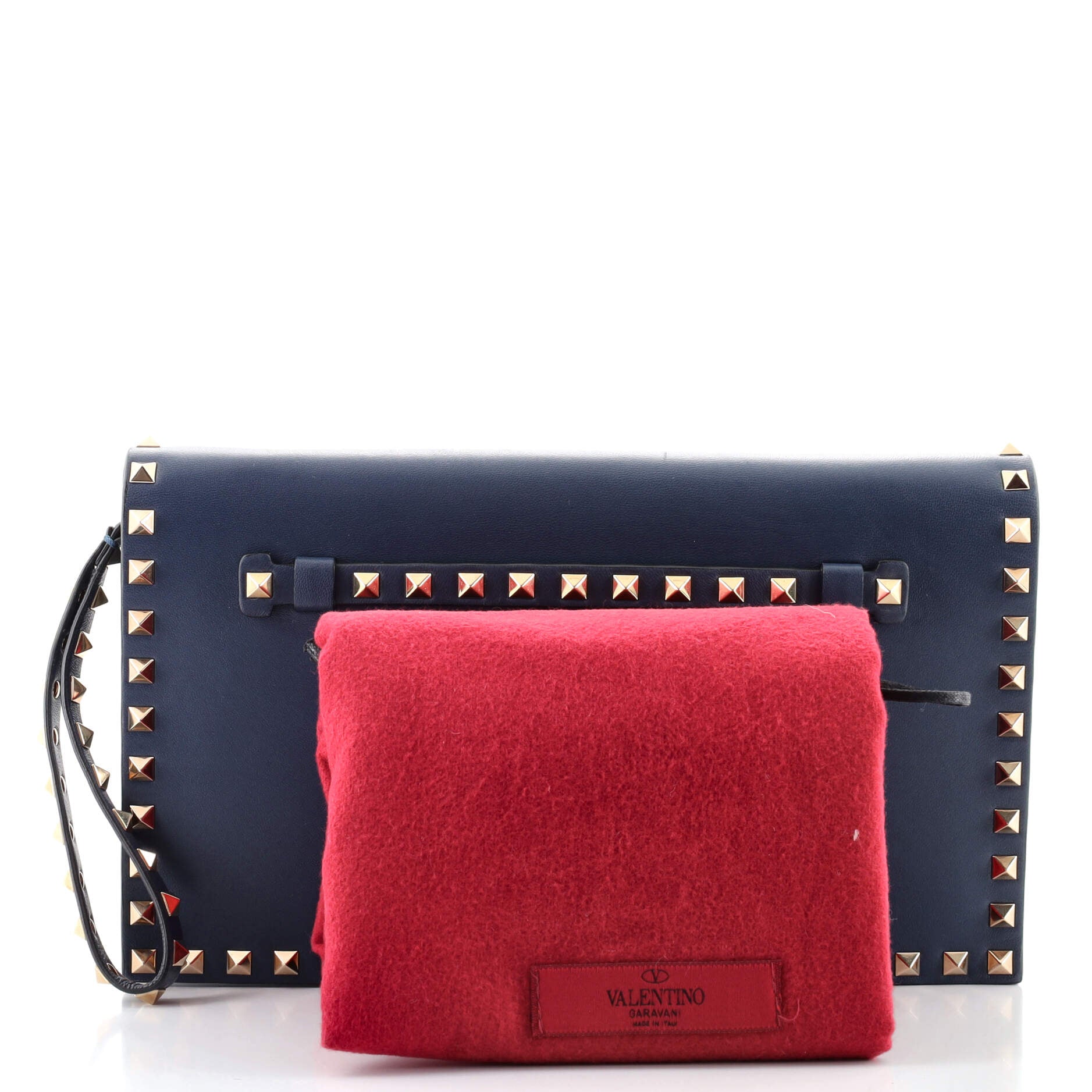 Rockstud Flap Clutch Leather Small
