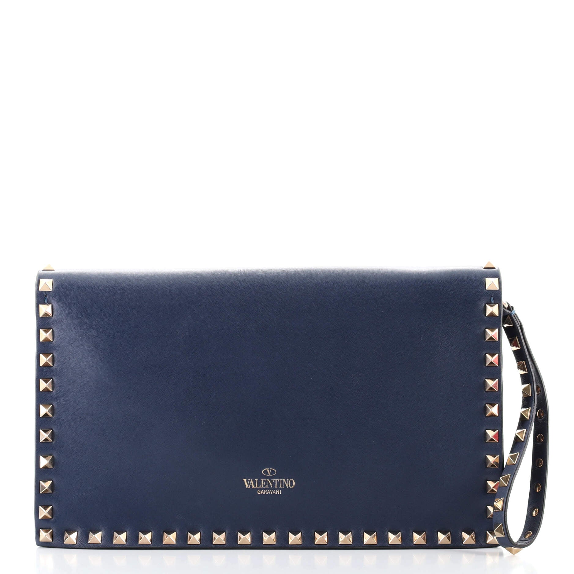Rockstud Flap Clutch Leather Small