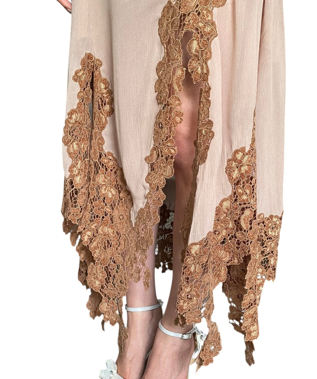Acne Studios Brown Crepon Lace Hem Gown - 38