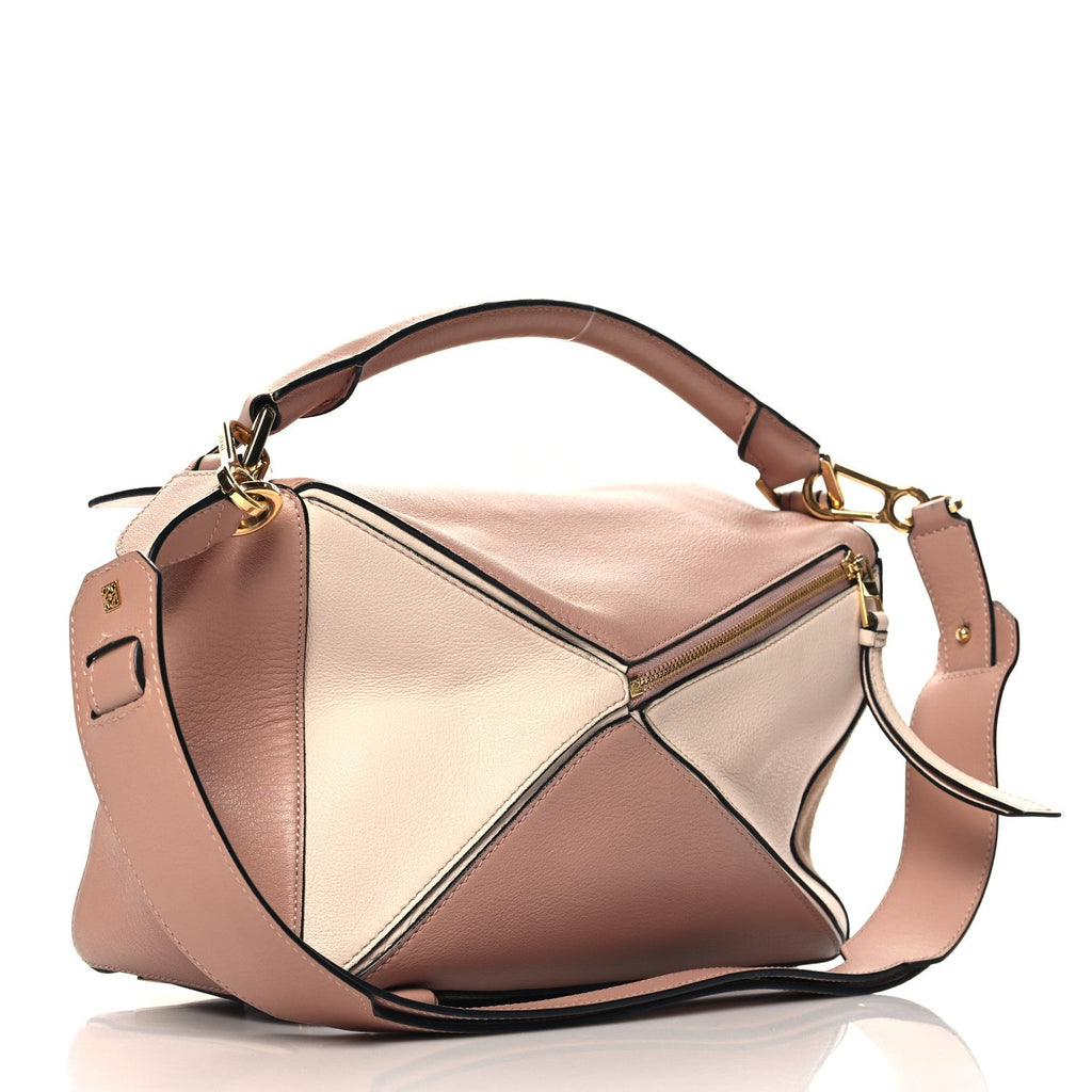 Calfskin Suede Medium Puzzle Bag Blush