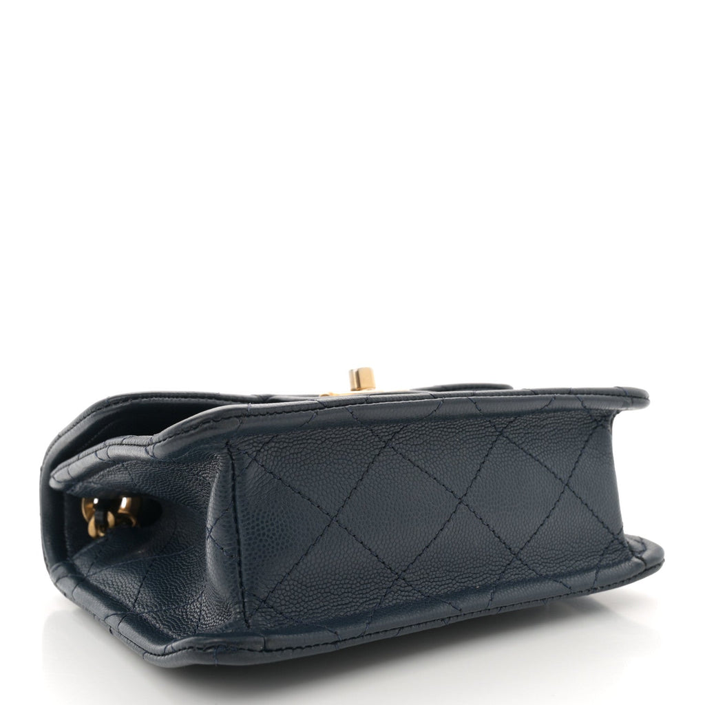 Caviar Quilted Mini Sweet Classic Flap Navy Blue
