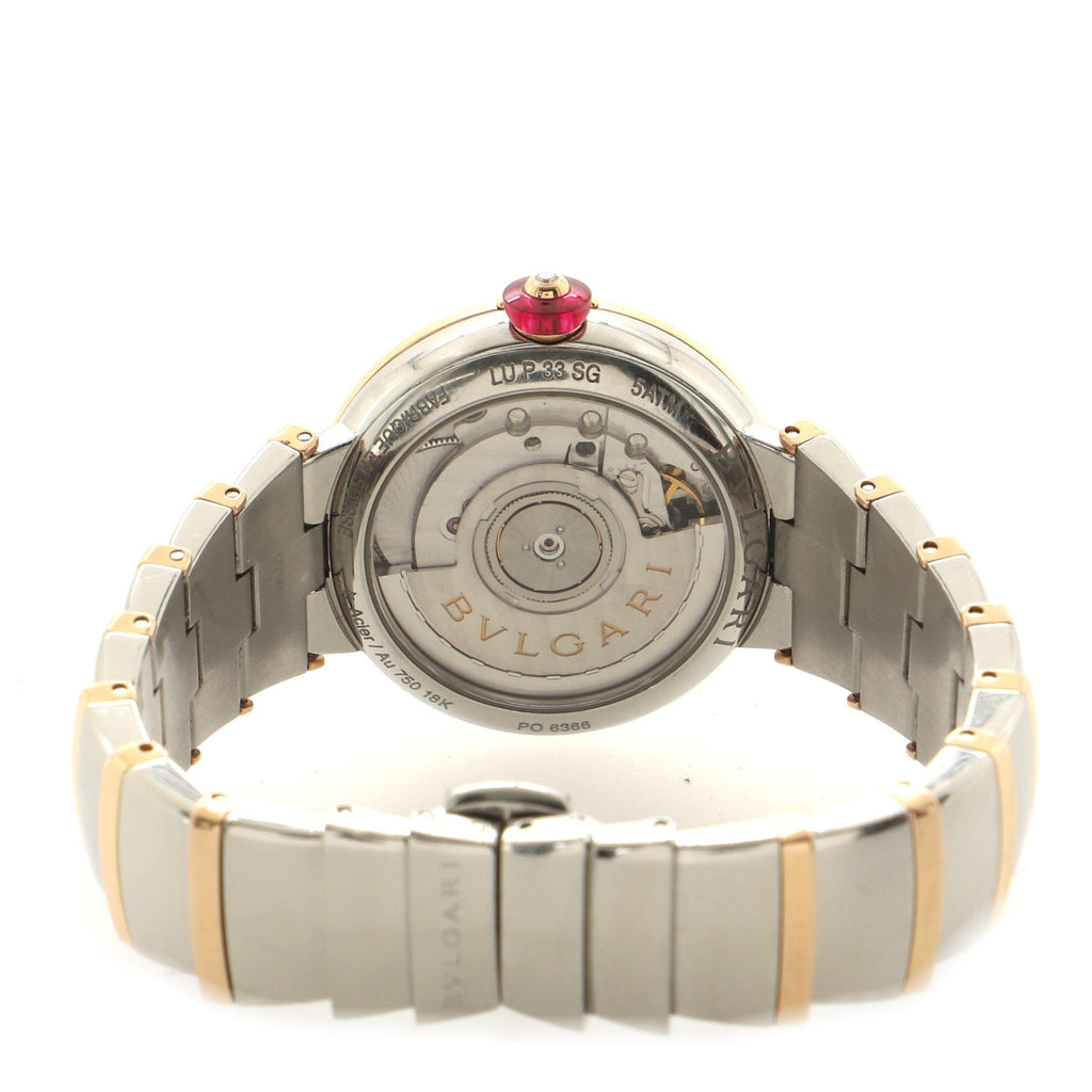 LVCEA Automatic Watch Stainless Steel and Rose Gold with Diamond Markers and Mother of Pearl 33