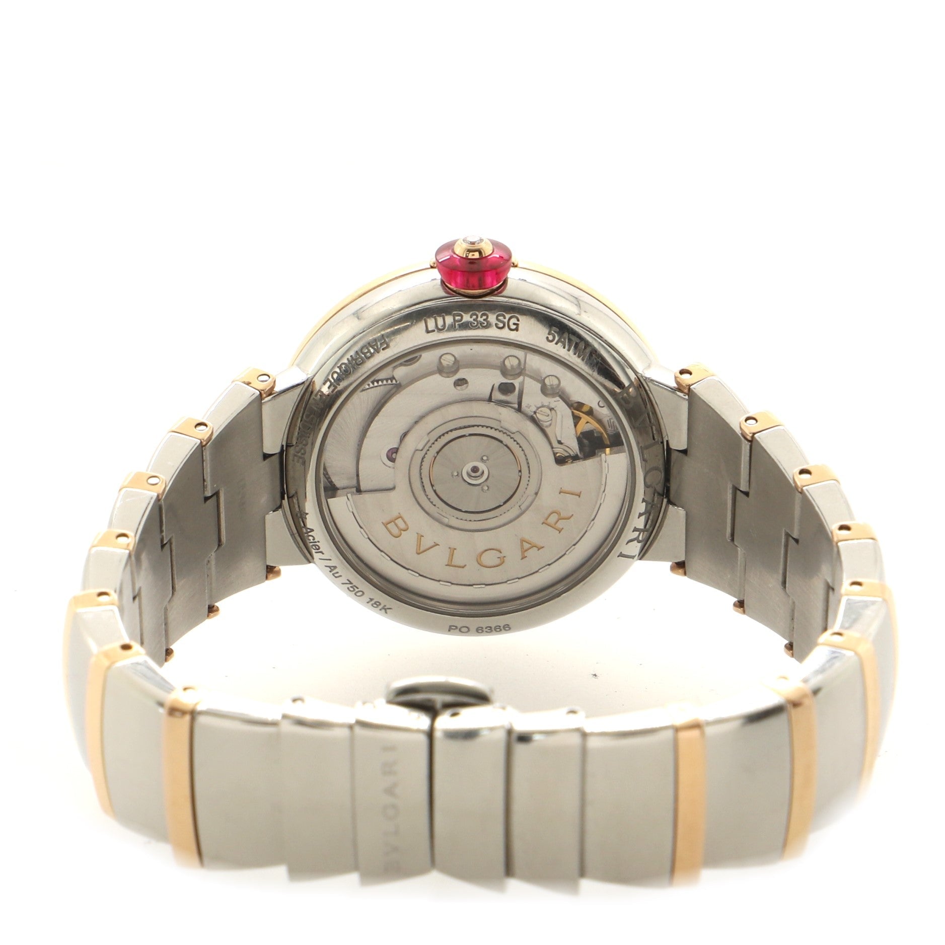 LVCEA Automatic Watch Stainless Steel and Rose Gold with Diamond Markers and Mother of Pearl 33