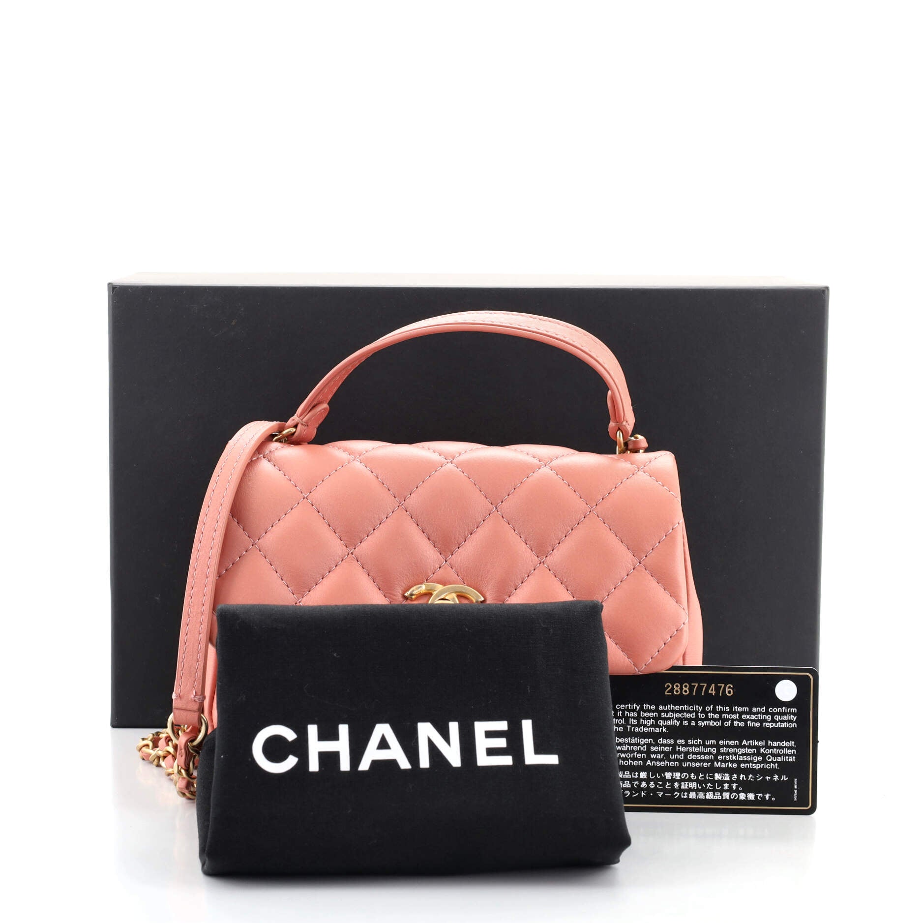 Front Pocket Top Handle Flap Bag Quilted Calfskin Mini