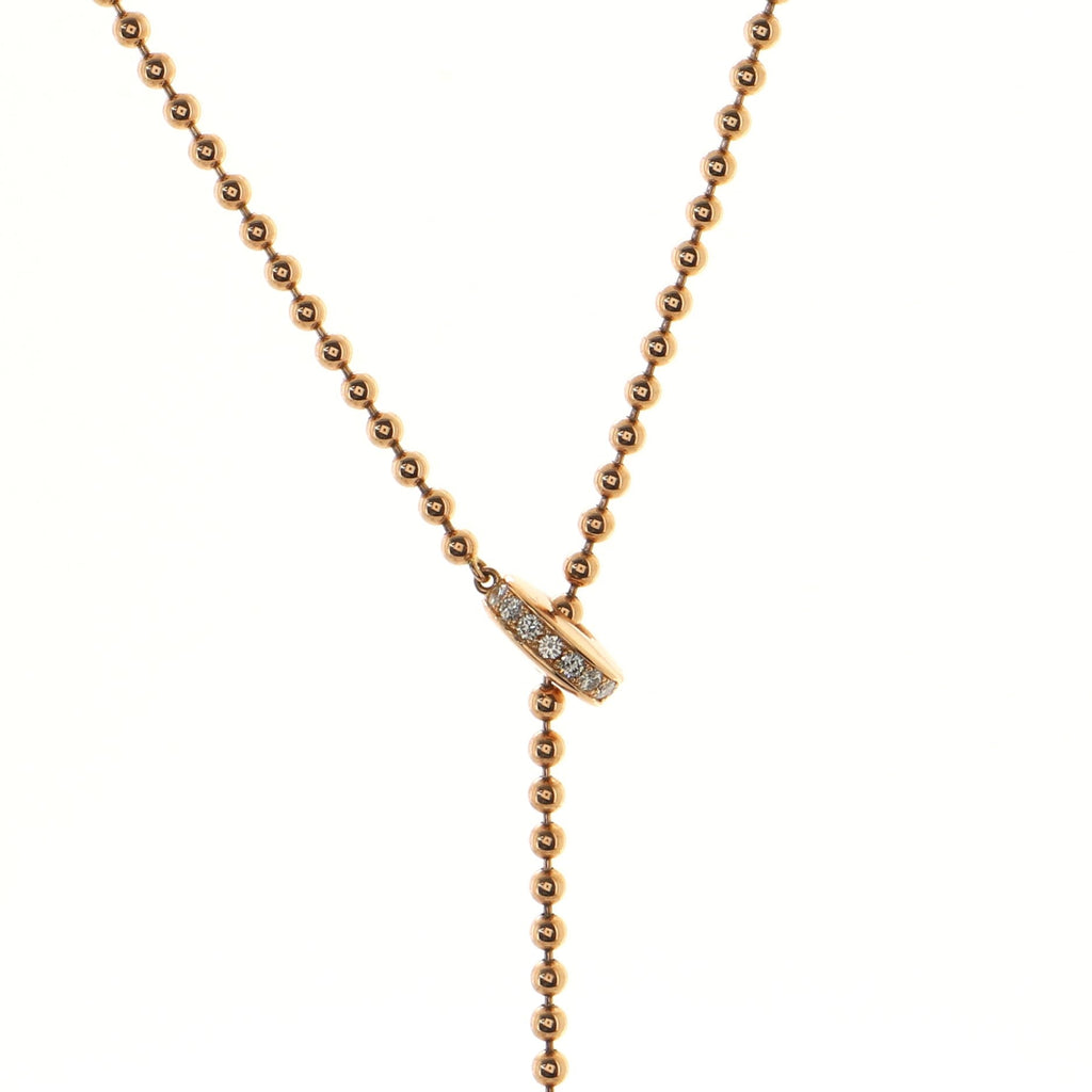 Evasions Joaillieres Lariat Necklace 18K Rose Gold with Pink Opal, Onyx and Diamonds