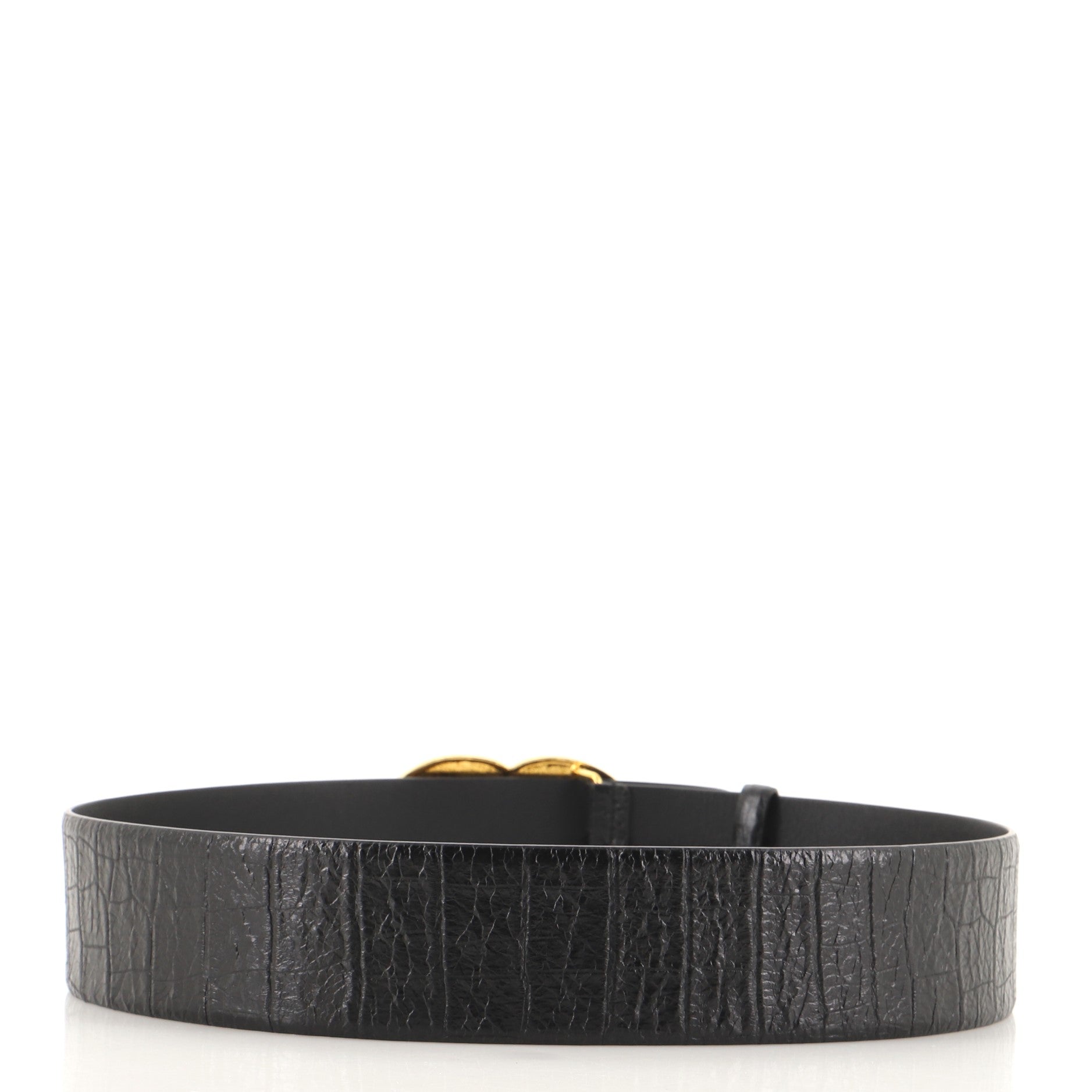 Along the Nile CC Belt Crocodile Embossed Leather Wide 75