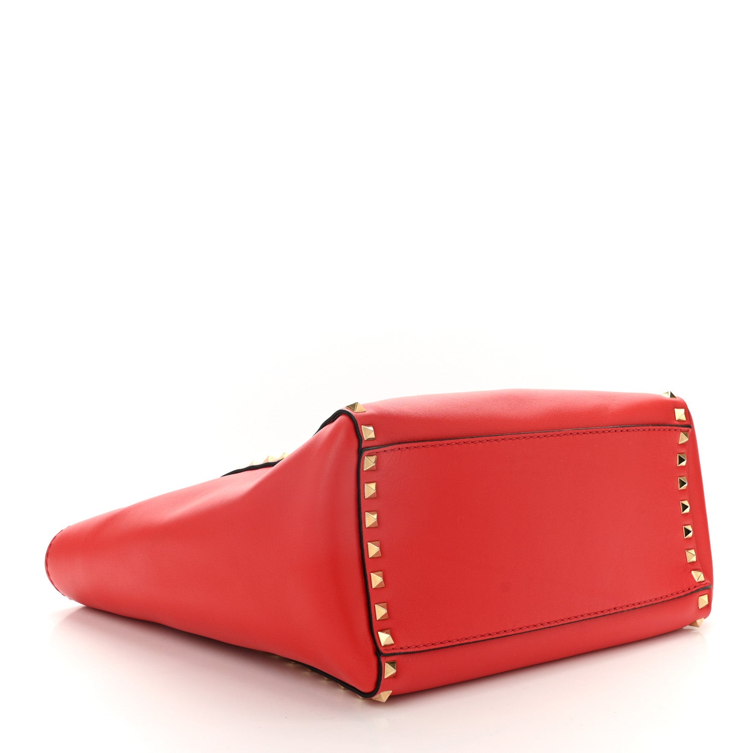 Vitello Rockstud Double Handle Tote Deep Orange
