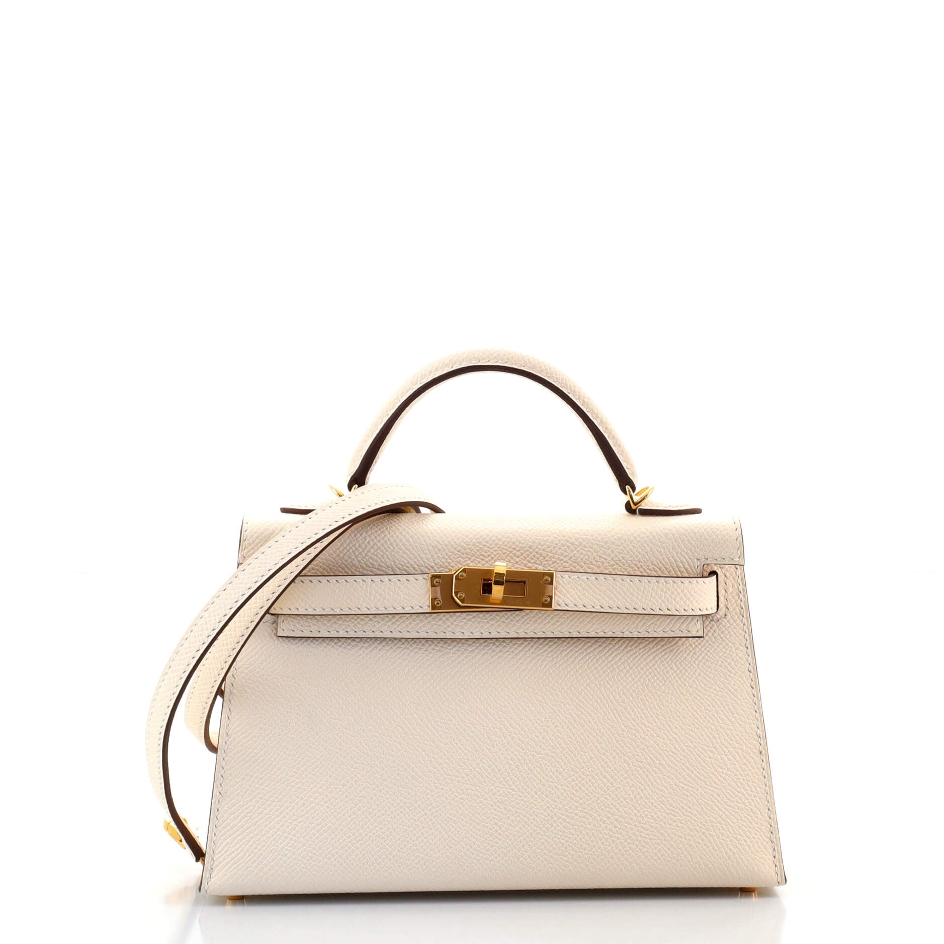 Kelly Mini II Handbag Nata Epsom with Gold Hardware 20