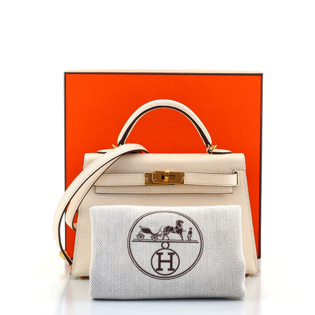 Kelly Mini II Handbag Nata Epsom with Gold Hardware 20
