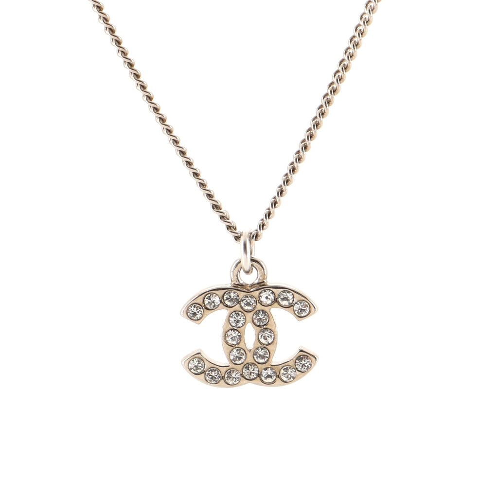 CC Pendant Necklace Crystal Embellished Metal