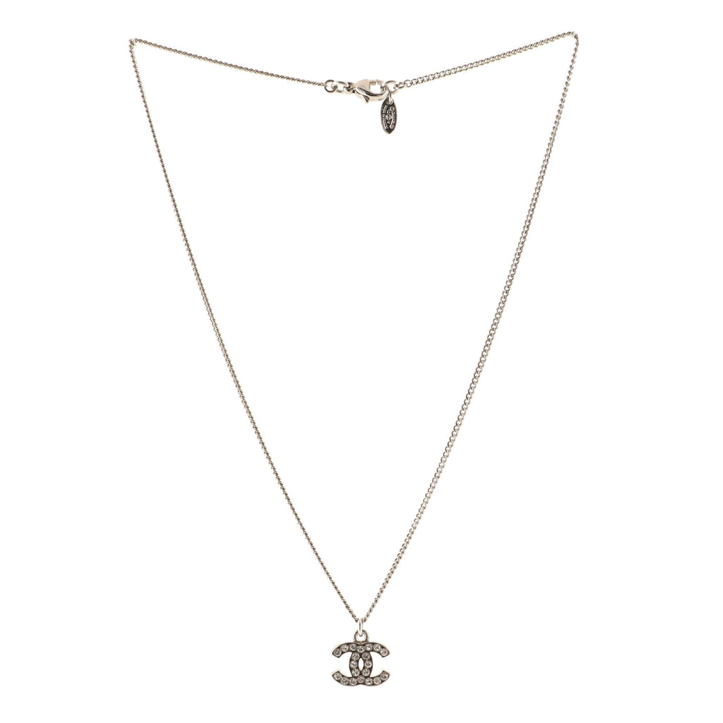 CC Pendant Necklace Crystal Embellished Metal