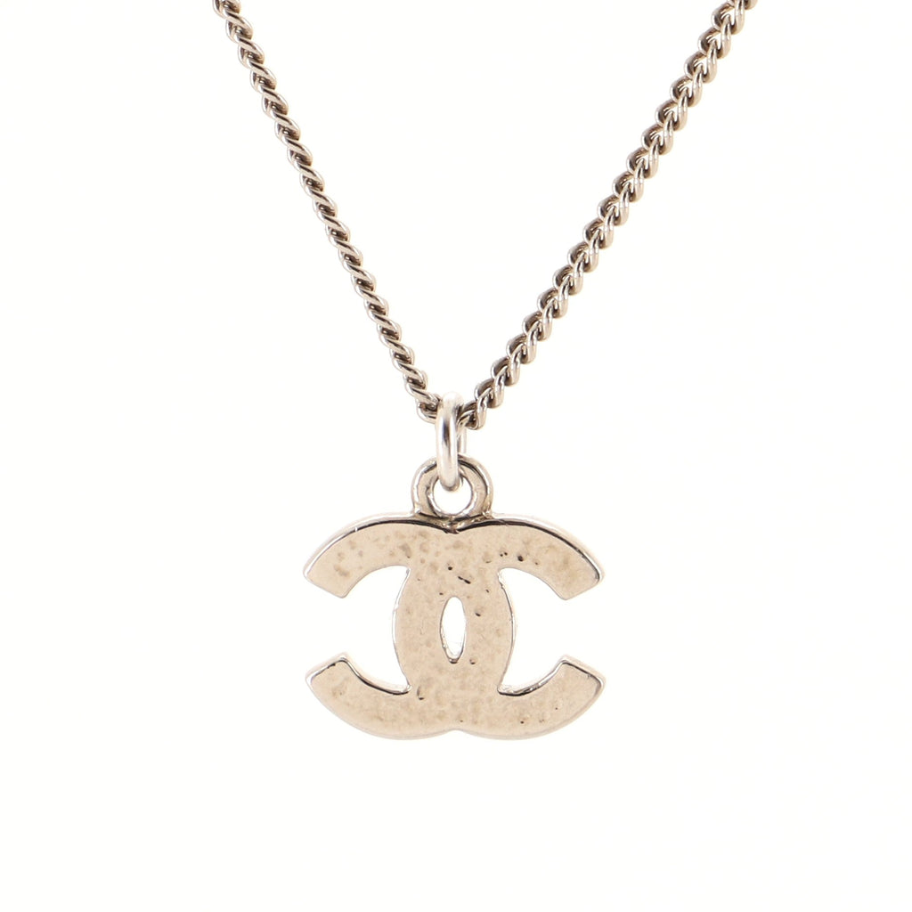 CC Pendant Necklace Crystal Embellished Metal