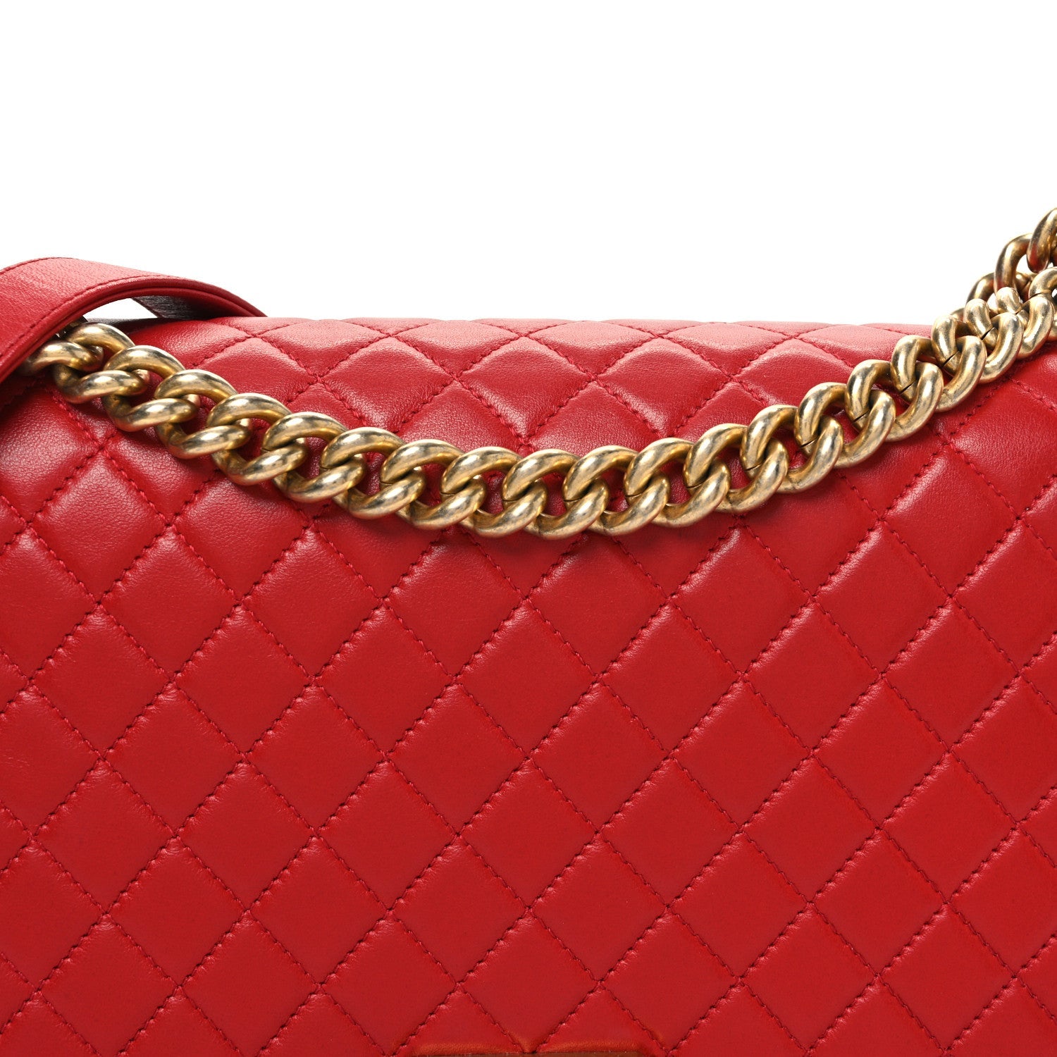 Lambskin Quilted New Medium Boy Flap Red