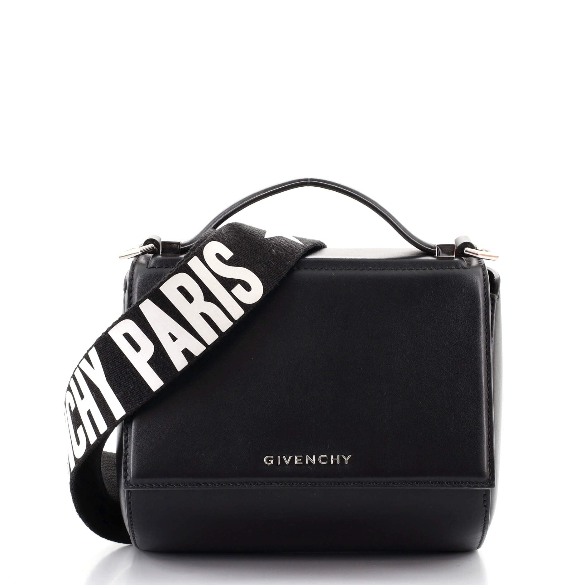 Logo Strap Pandora Box Bag Leather Mini