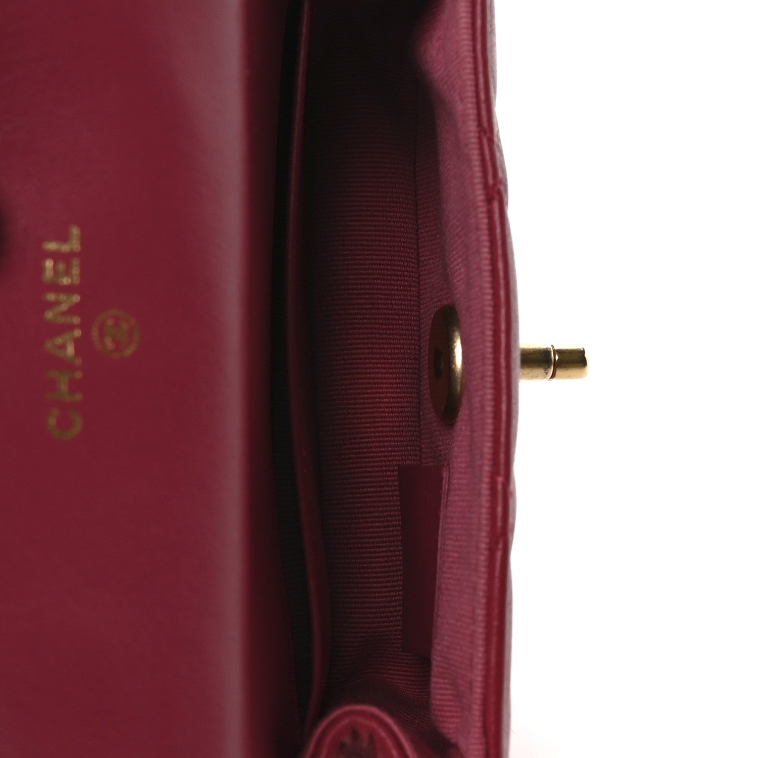 Calfskin Quilted Lady Handle Flap  Holder With Chain Dark Pink