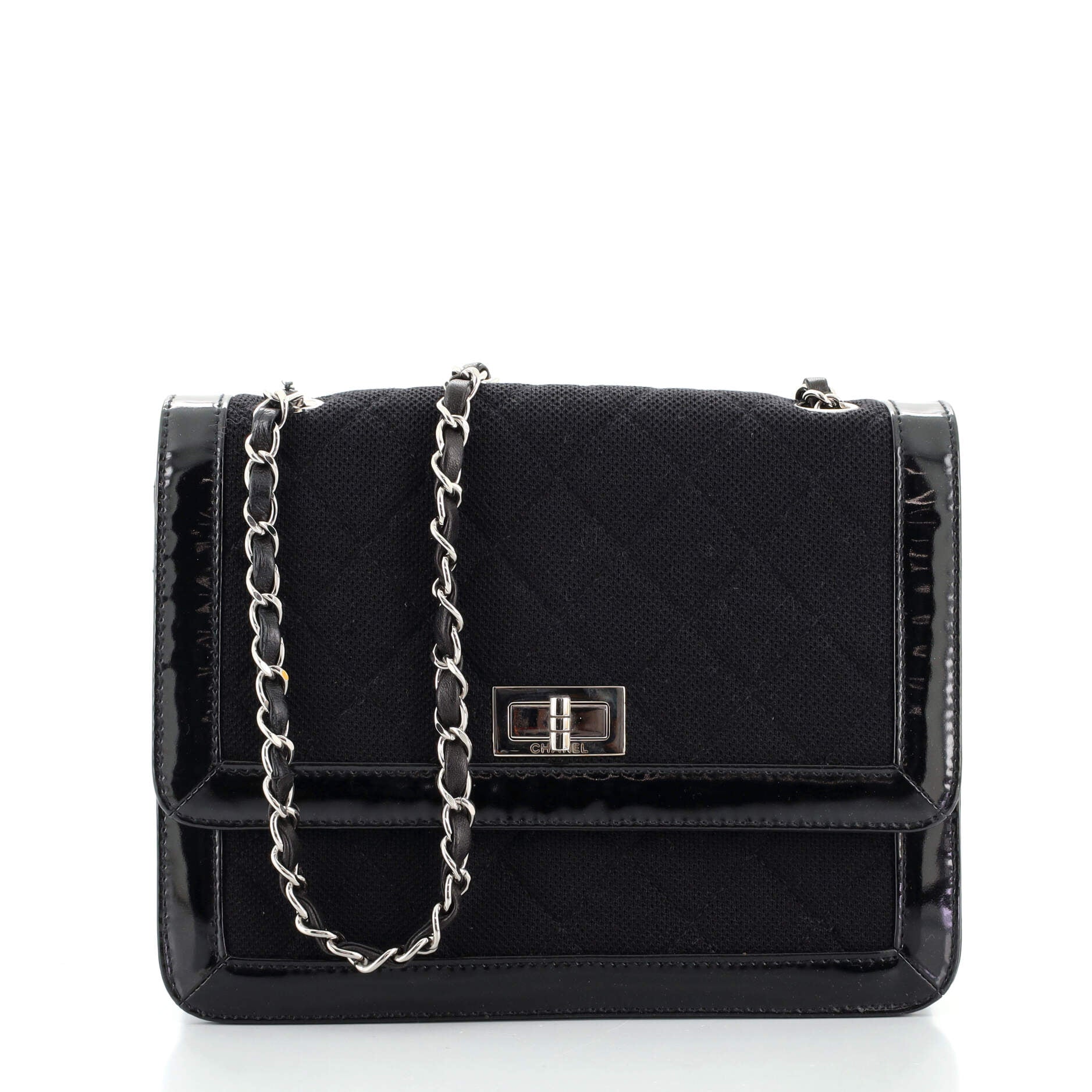 Reissue Flap Bag Quilted Jersey with Patent Mini