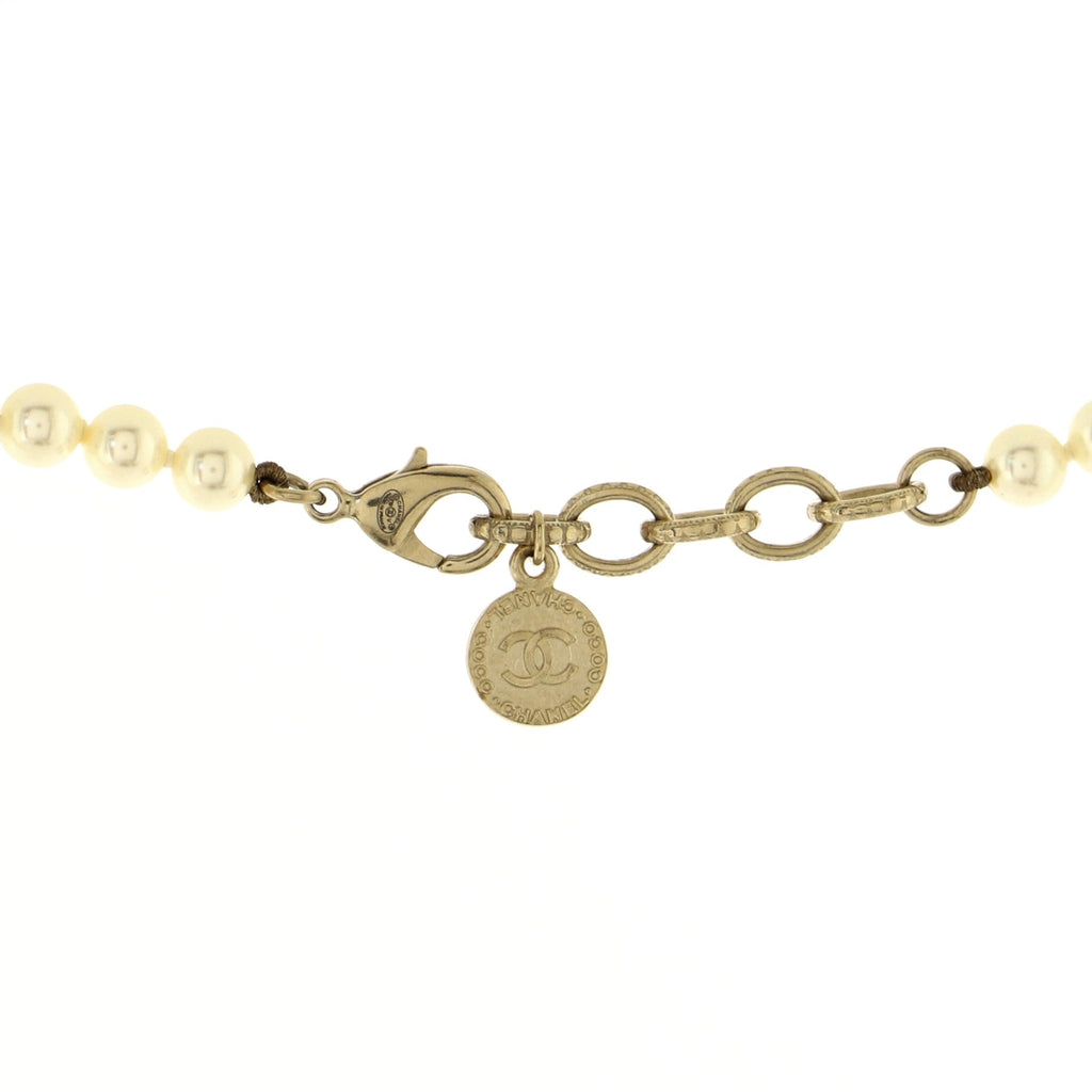 CC 100th Anniversary Short Necklace Metal with Faux Pearls and Crystals