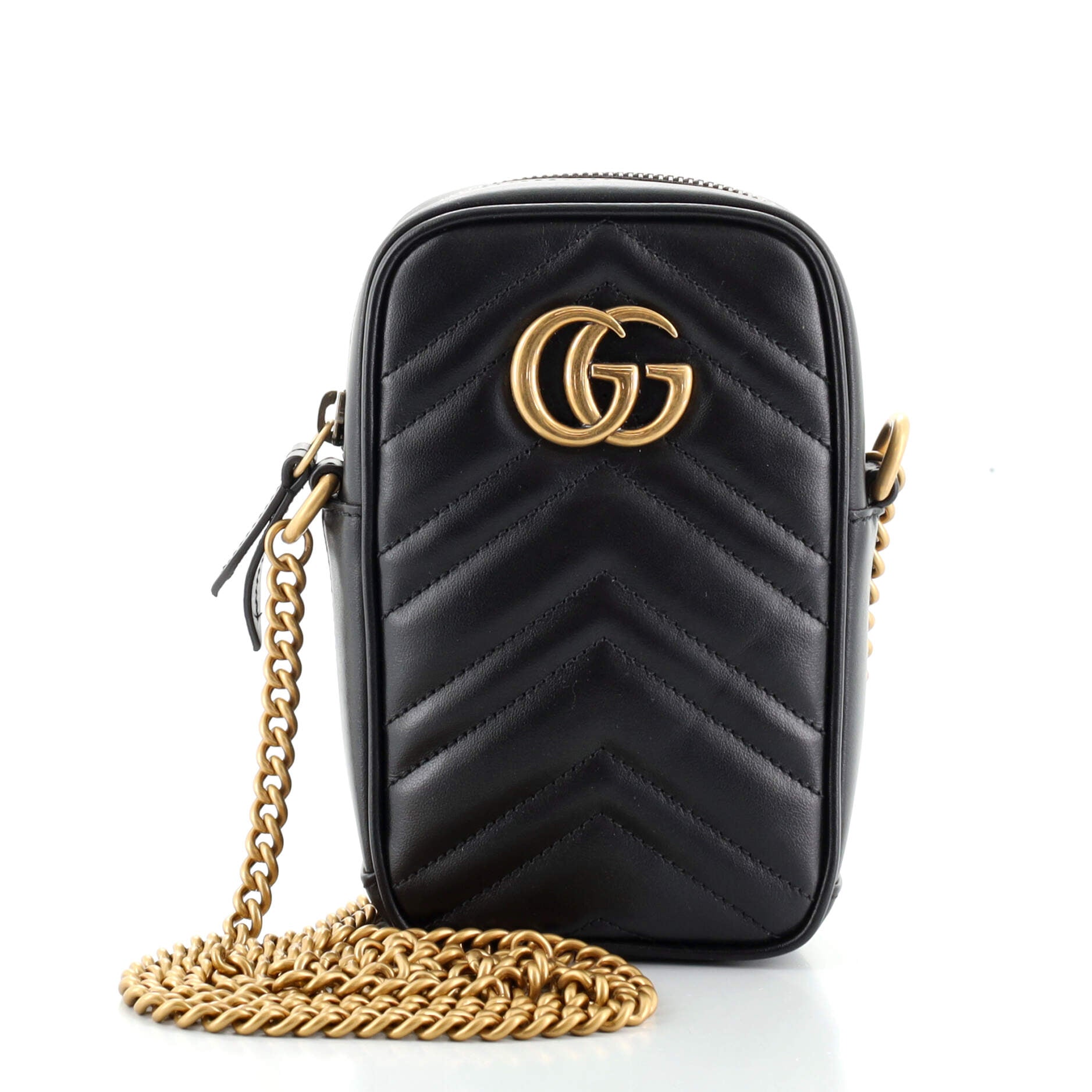 GG Marmont Vertical Phone Crossbody Bag Matelasse Leather Mini