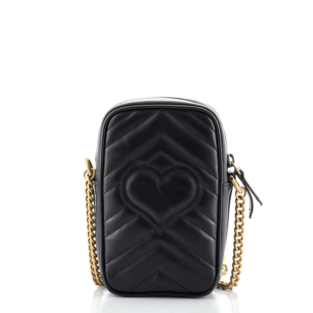 GG Marmont Vertical Phone Crossbody Bag Matelasse Leather Mini
