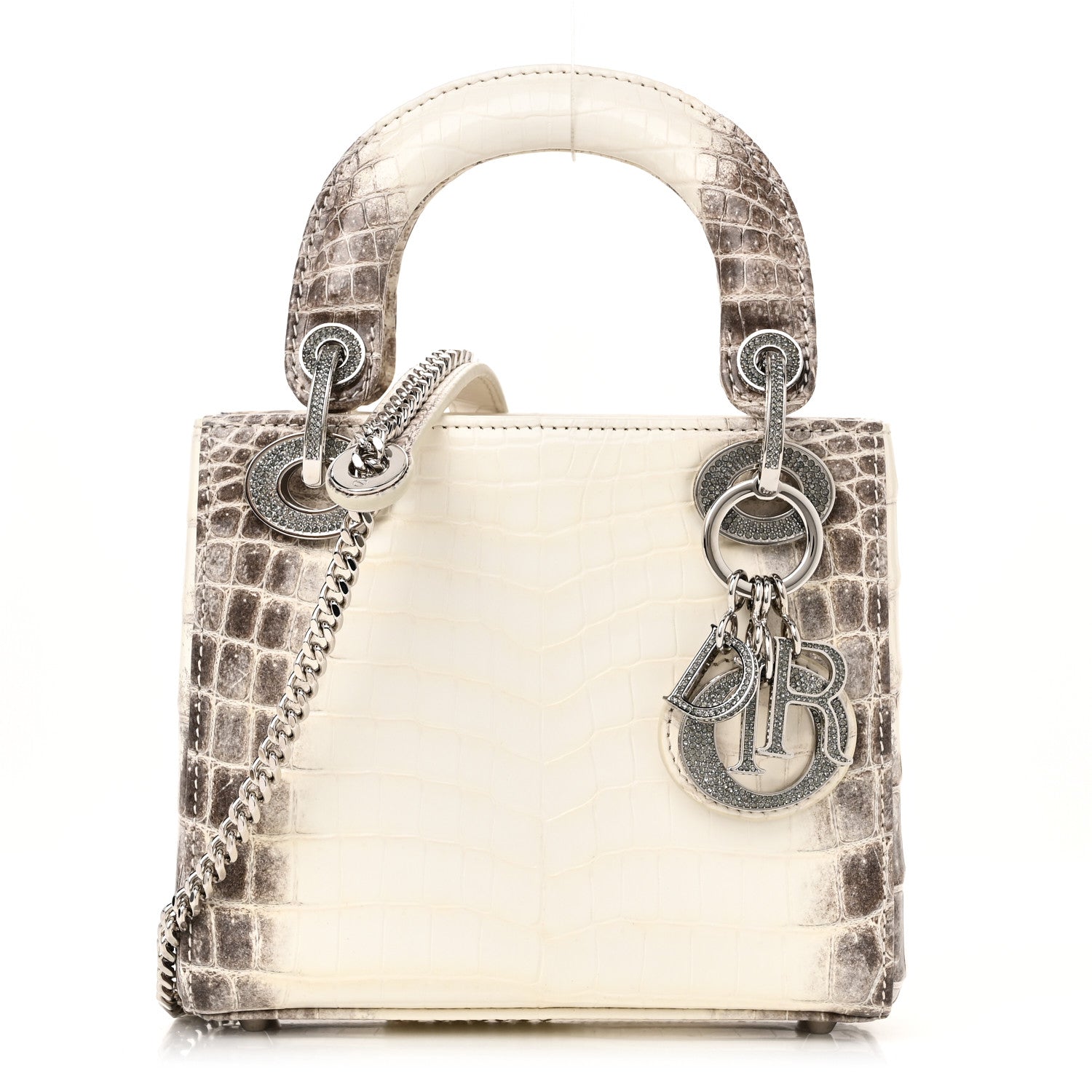 Niloticus Crocodile Himalaya Crystal Mini Lady Dior White