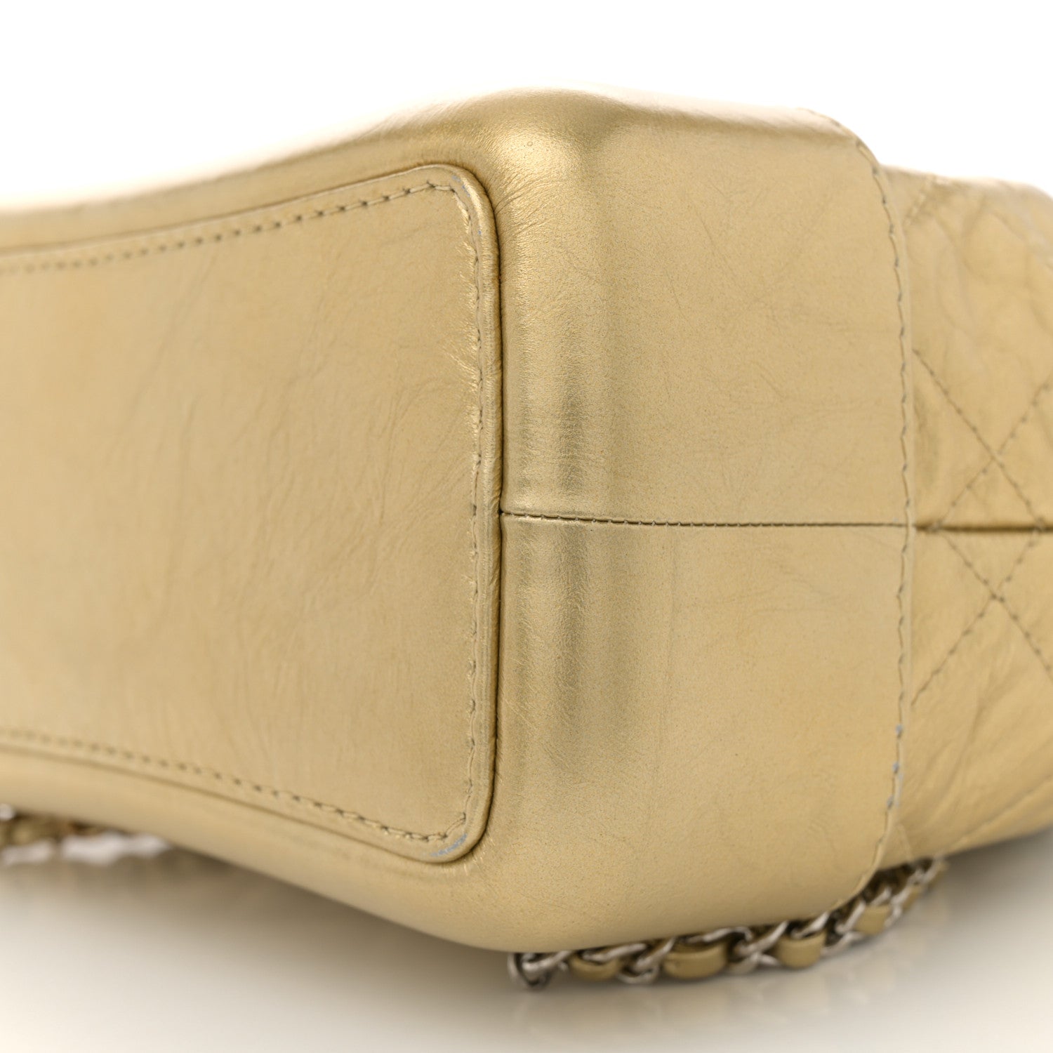 Metallic Lambskin Small Quilted Gabrielle Backpack Gold