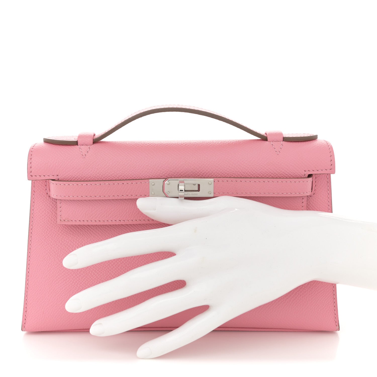 Epsom Kelly Pochette Clutch Rose Confetti