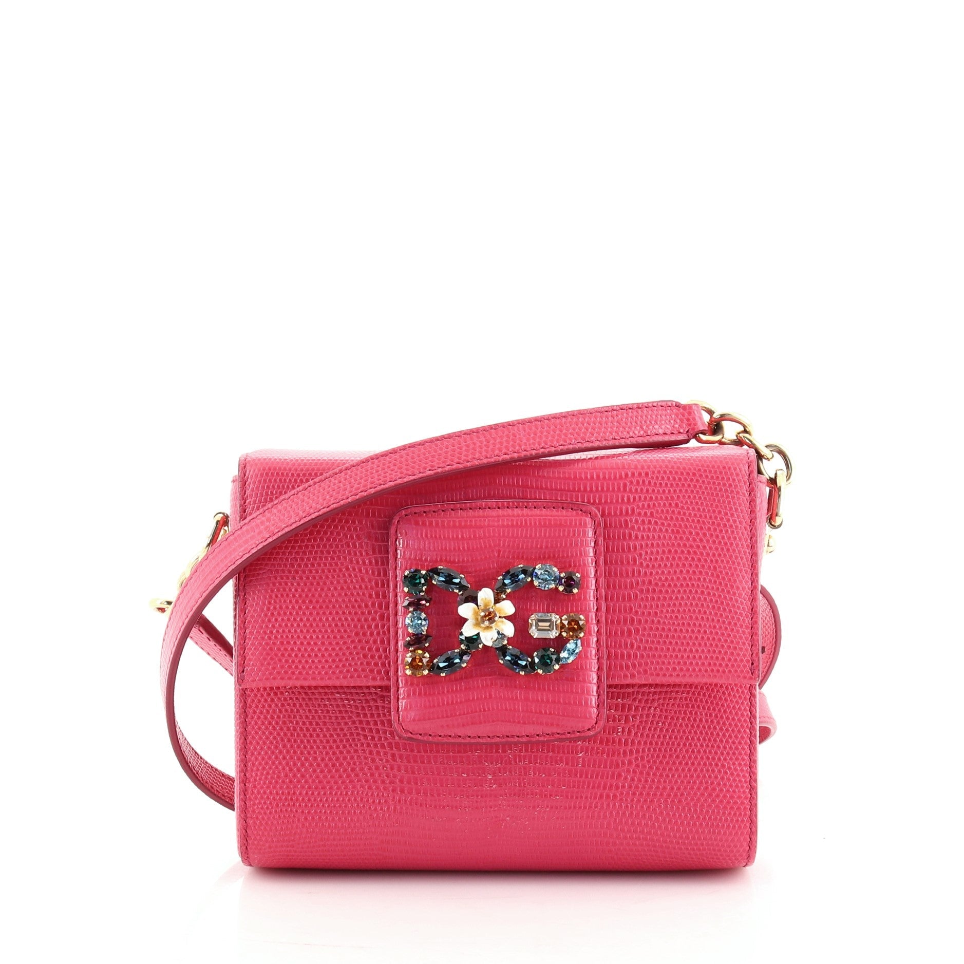 Millennials Shoulder Bag Embellished Lizard Embossed Leather Mini