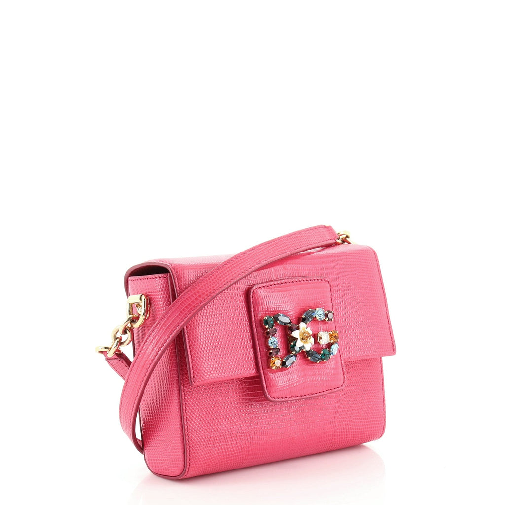 Millennials Shoulder Bag Embellished Lizard Embossed Leather Mini