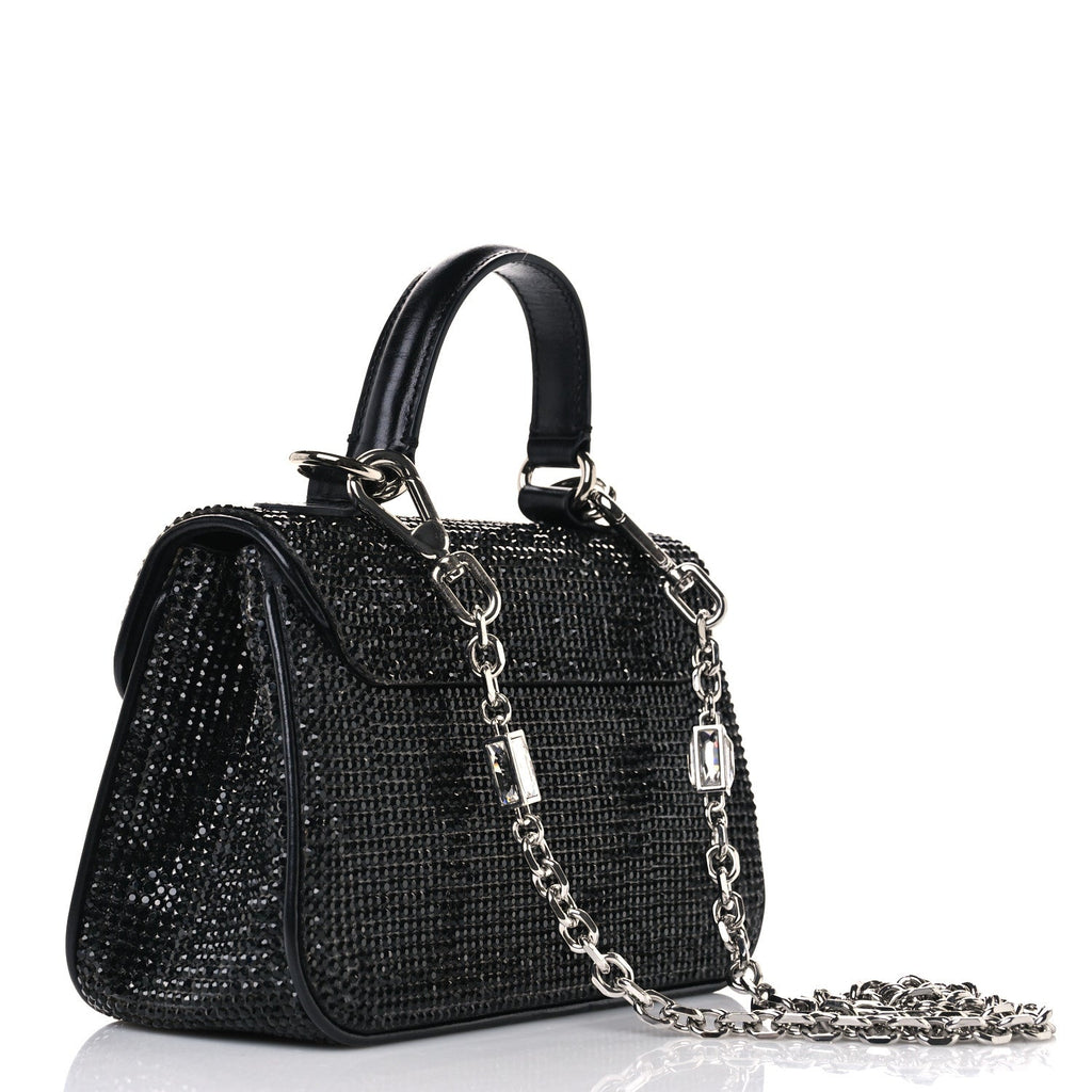 Crystal Bow Top Handle Black Silver