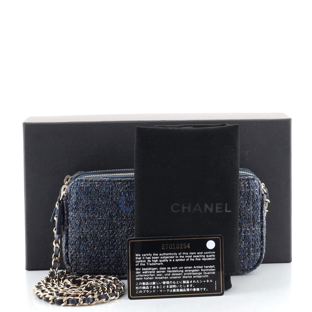 Deauville Double Zip Clutch with Chain Raffia