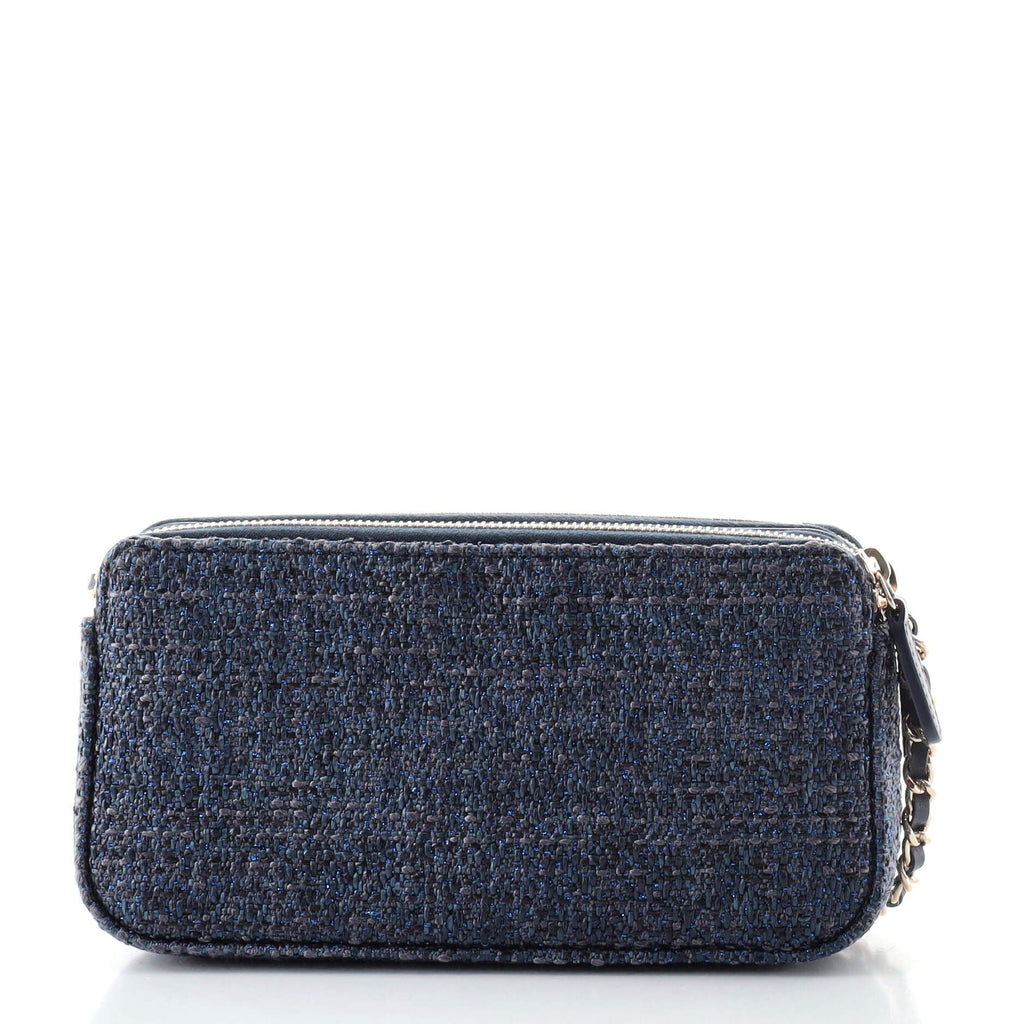 Deauville Double Zip Clutch with Chain Raffia