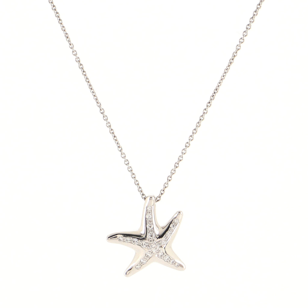 Elsa Peretti Starfish Pendant Necklace Platinum with Diamonds Mini Mini