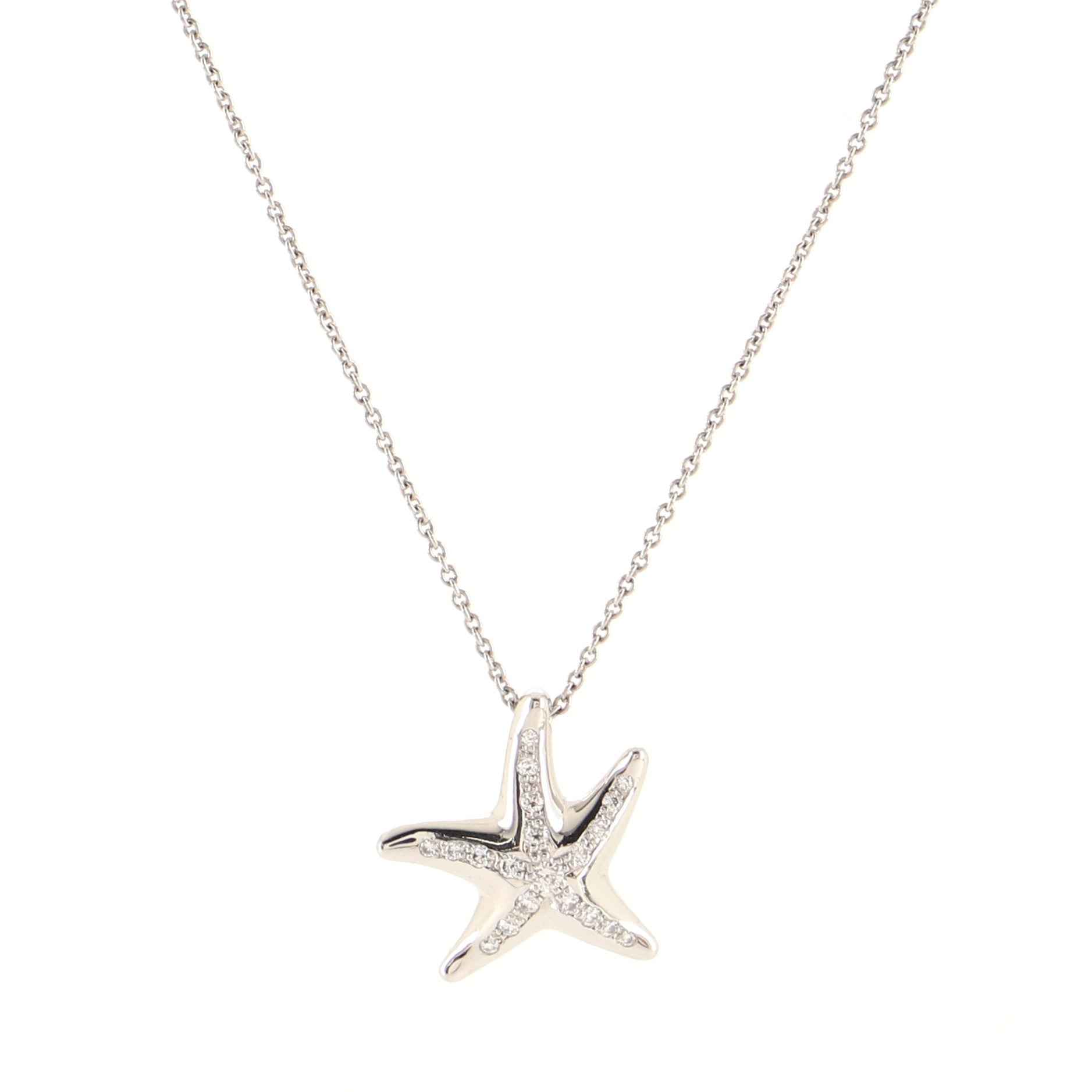Elsa Peretti Starfish Pendant Necklace Platinum with Diamonds Mini Mini