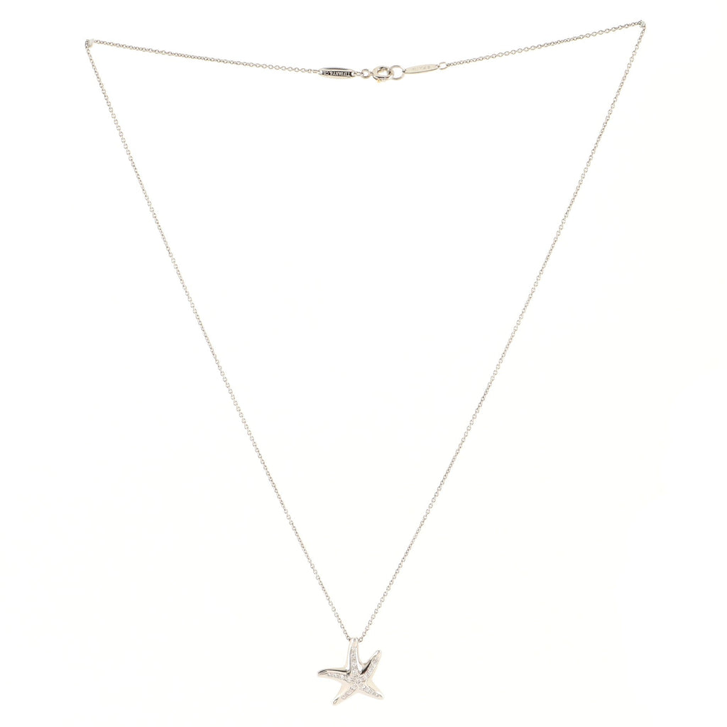 Elsa Peretti Starfish Pendant Necklace Platinum with Diamonds Mini Mini