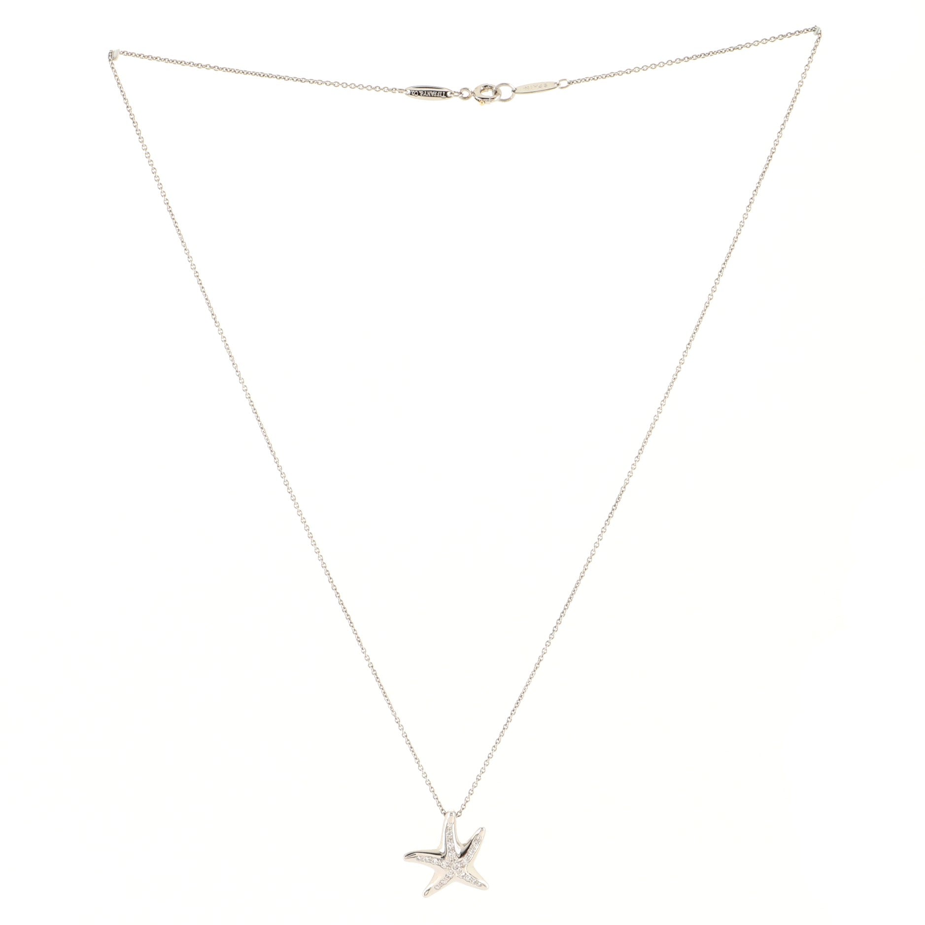 Elsa Peretti Starfish Pendant Necklace Platinum with Diamonds Mini Mini