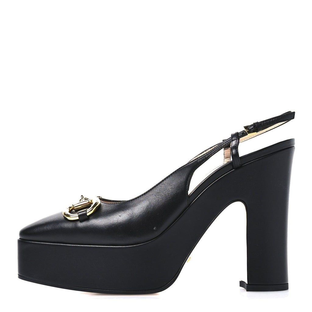 Nappa Horsebit Platform 35/120mm Slingback Pumps 40.5 Black