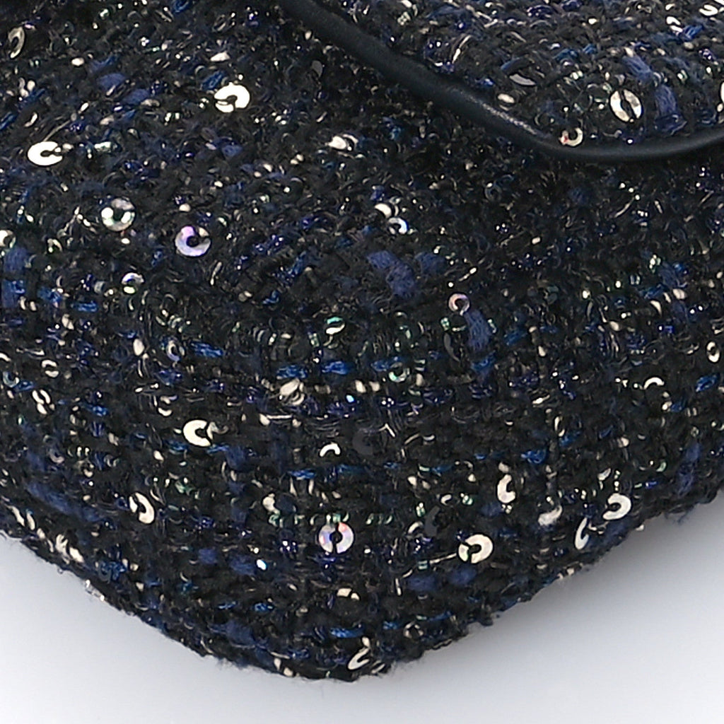 Tweed Mini Pearl Handle Flap Black Ecru