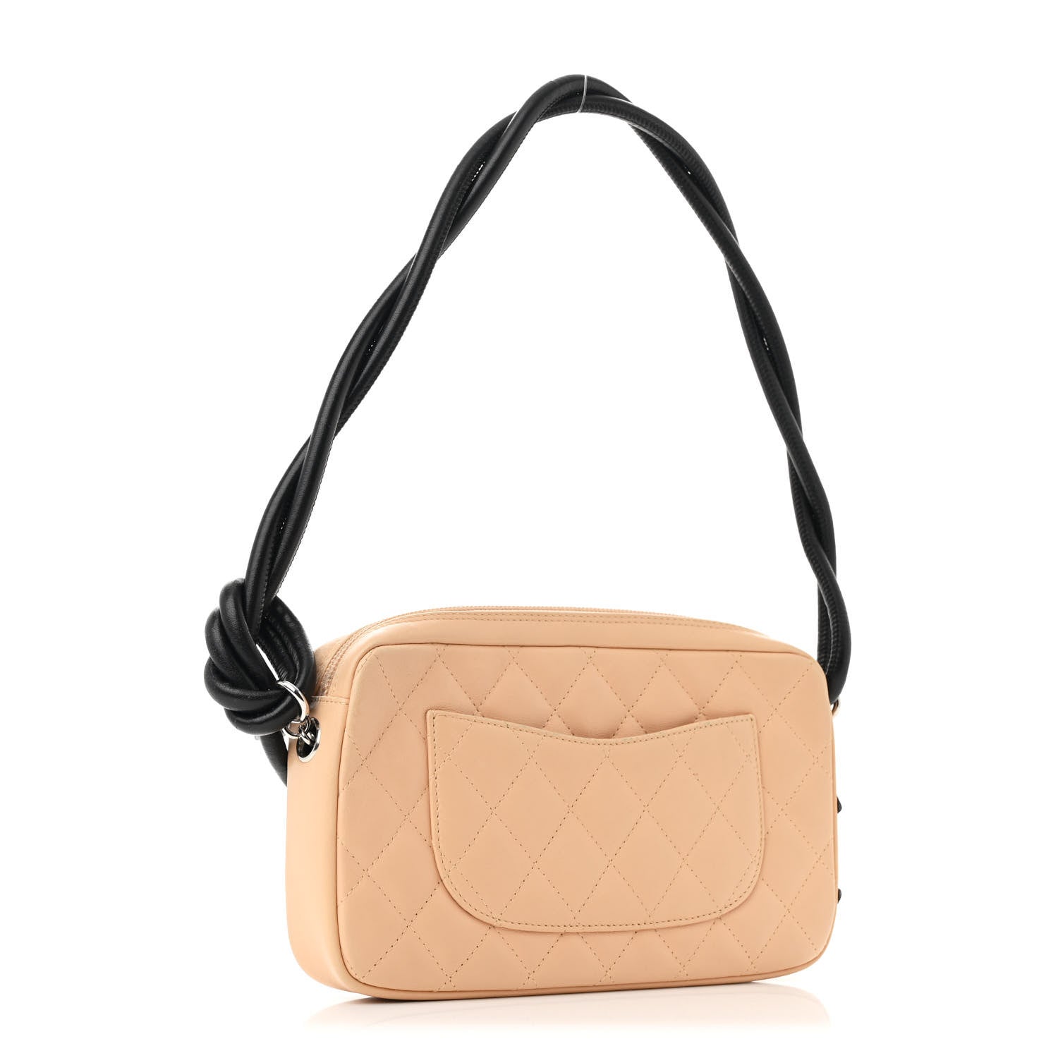 Calfskin Quilted Cambon Pochette Beige Black